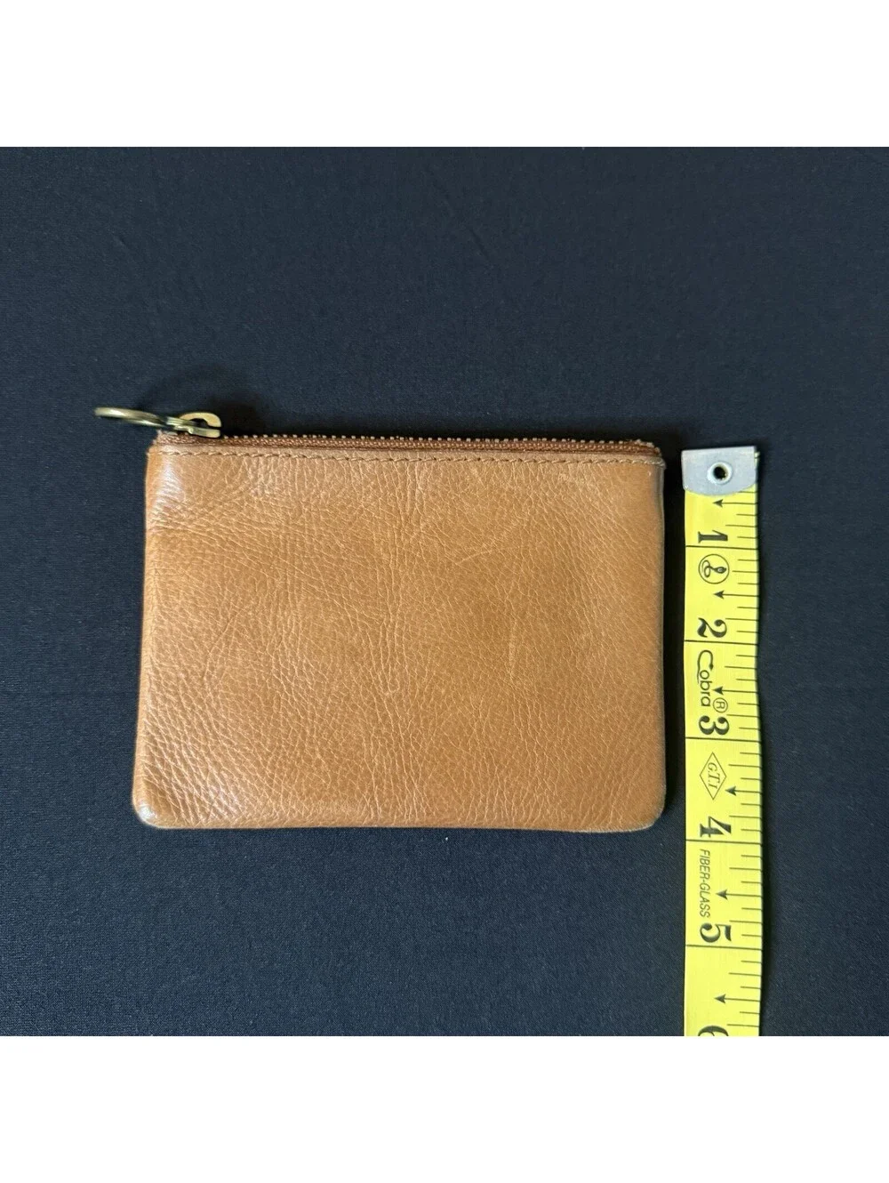 ￼Madewell Leather Zipped Wallet 3 Card HolderCognac Brown Coin Purse YT-1059